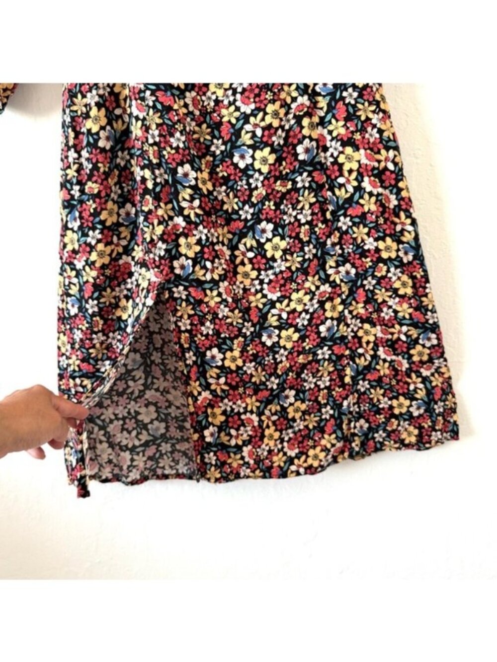 Lost + Wander Black Floral Paradise Valley Long Sleeve Midi dress Small - Picture 12 of 13